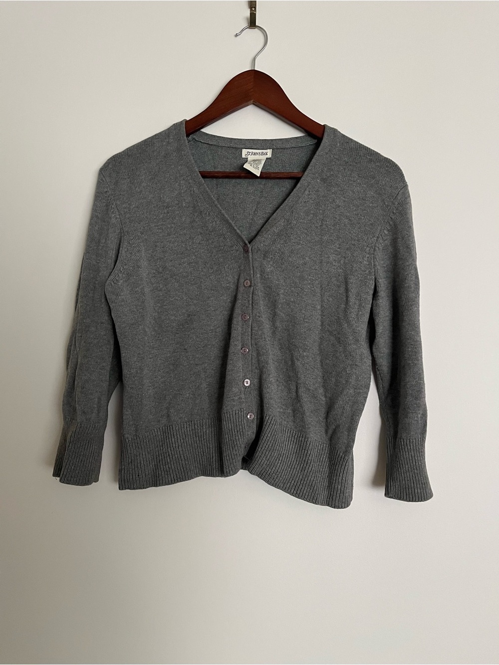 St. John's Bay Gray V-Neck Button Cardigan